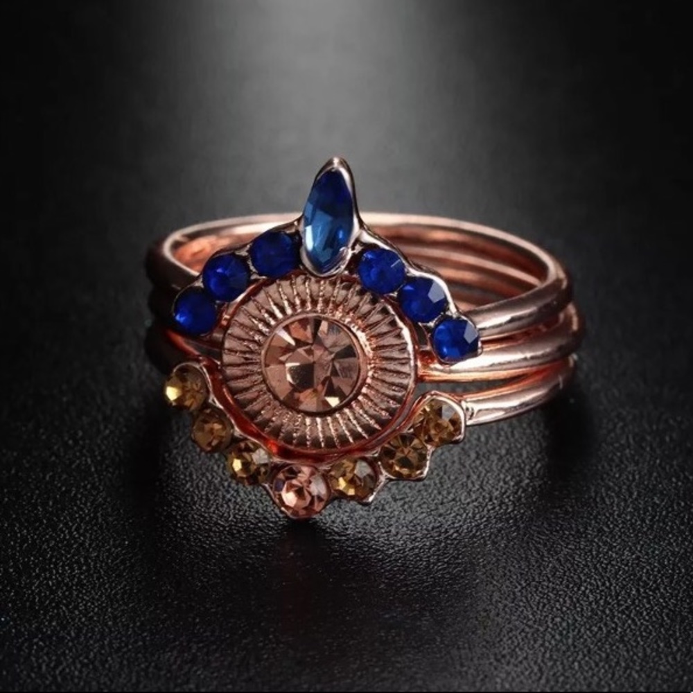 Boho Crystal Rose Gold Rings - Picture 7 of 7
